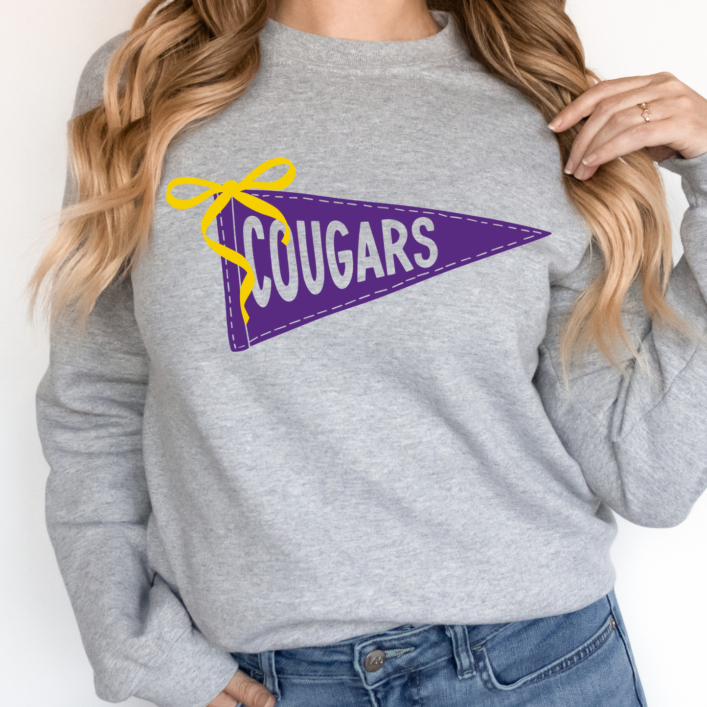 Cougars Bow Flag | Adult Crewneck