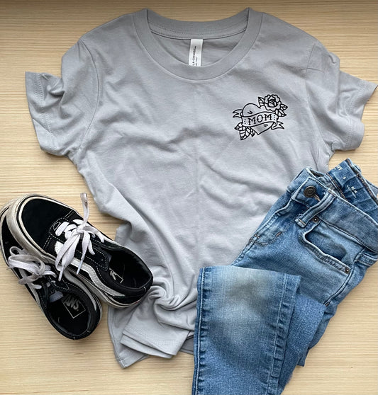 Classic Mom Heart Tattoo | Short Sleeve Youth Tee