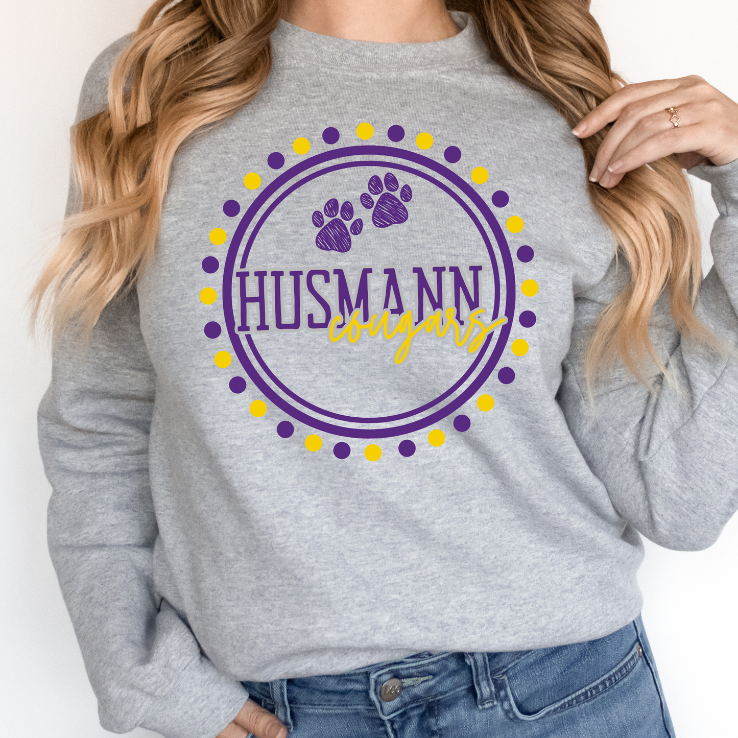 Polka Dot Cougars | Adult Crewneck