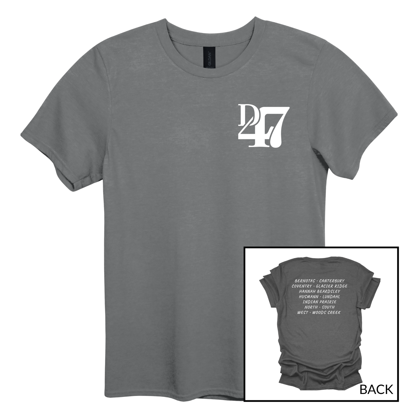 D47 Schools White | Short Sleeve Adult Tee