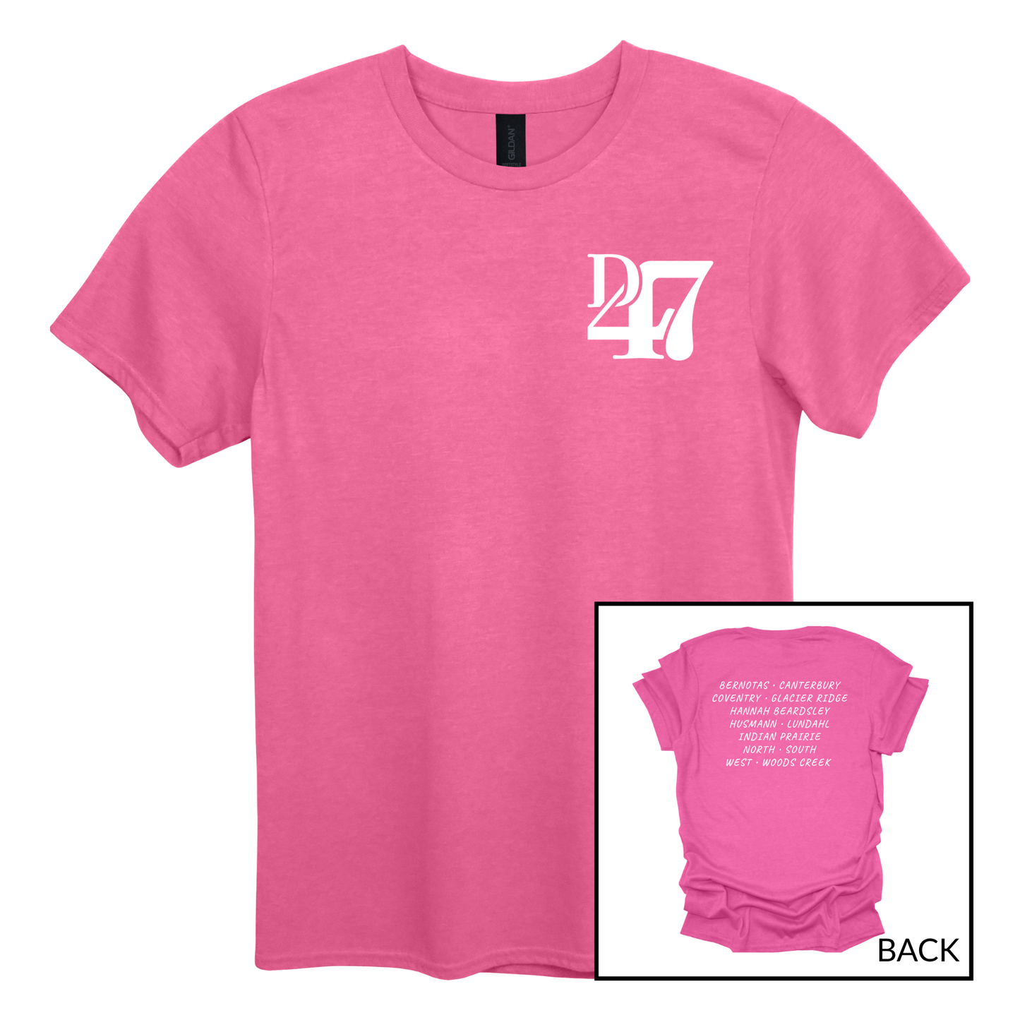 D47 Schools White | Short Sleeve Adult Tee