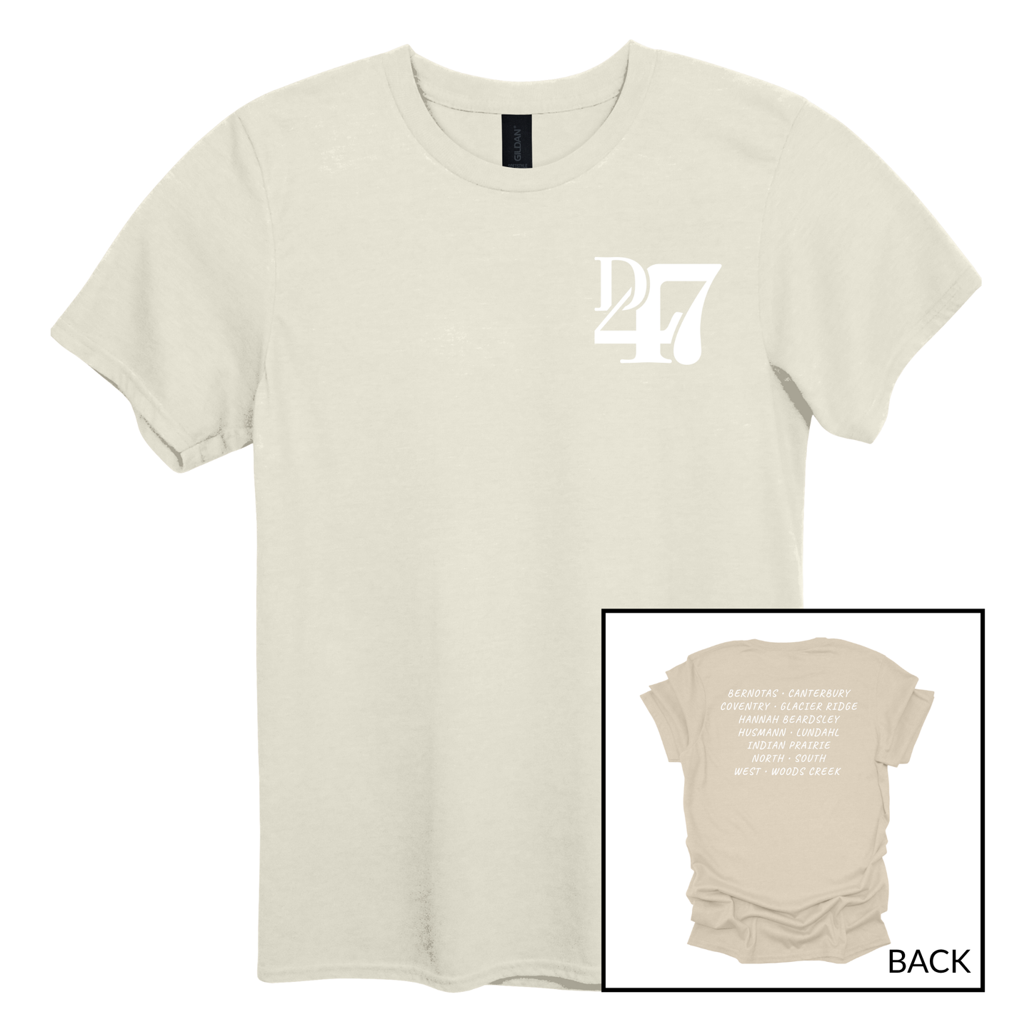 D47 Schools White | Short Sleeve Adult Tee