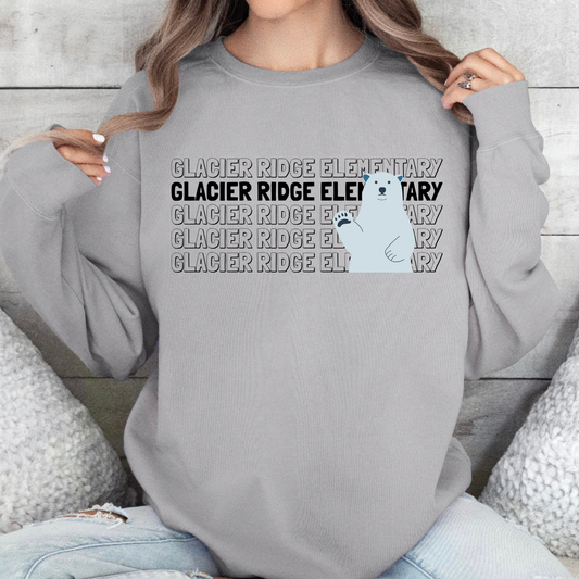 Stacked Glacier Ridge Elementary | Adult Comfort Colors Crewneck