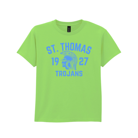 NEW! St. Thomas Trojans Varsity Neon | Short Sleeve Youth Tee