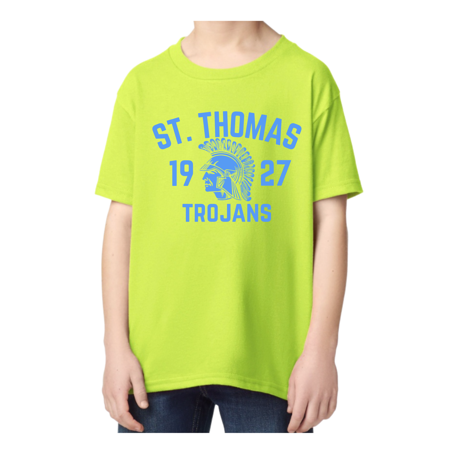 NEW! St. Thomas Trojans Varsity Neon | Short Sleeve Youth Tee