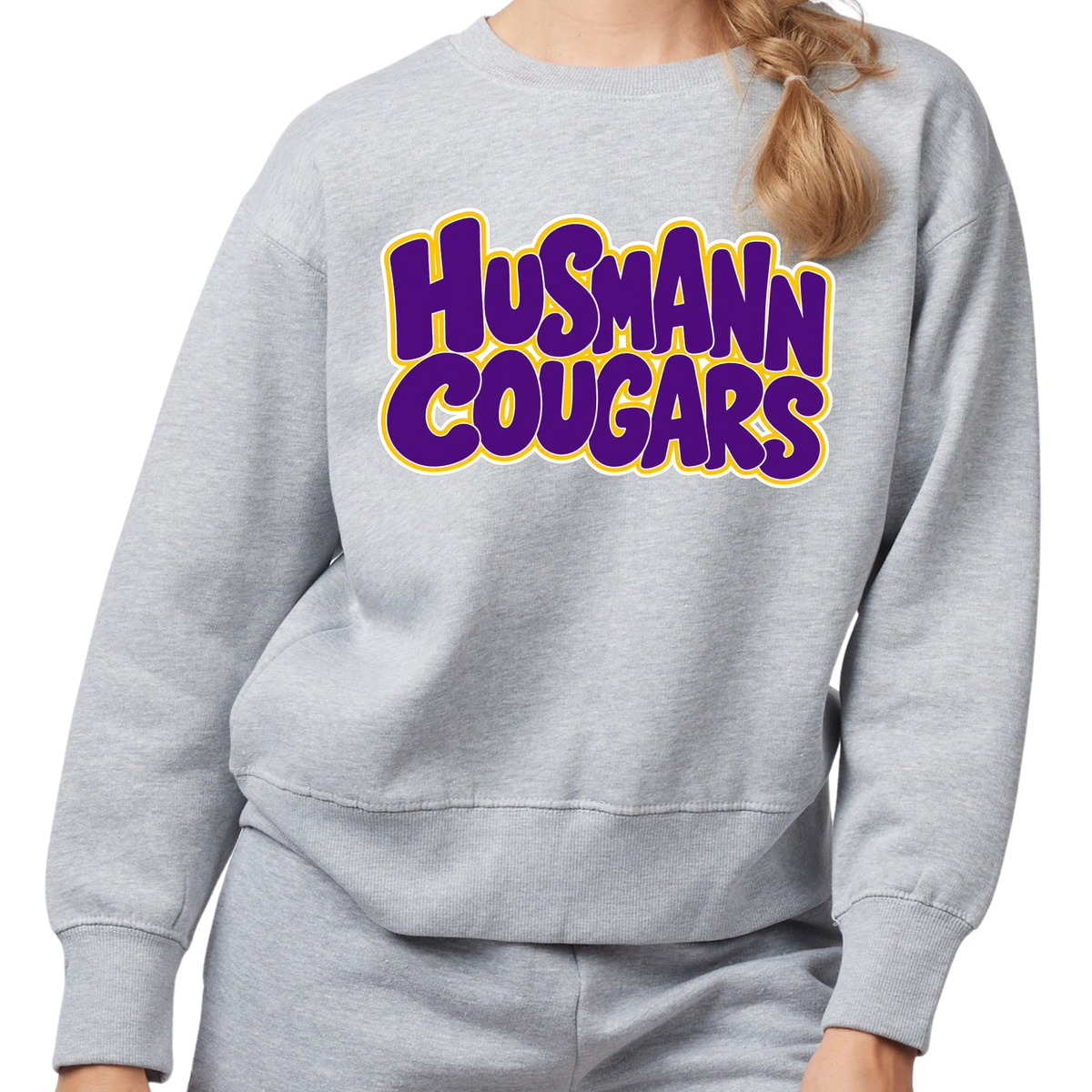 Husmann Cougars Bubble | Ladies Boxy Crewneck