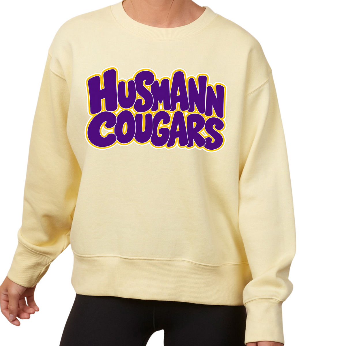 Husmann Cougars Bubble | Ladies Boxy Crewneck