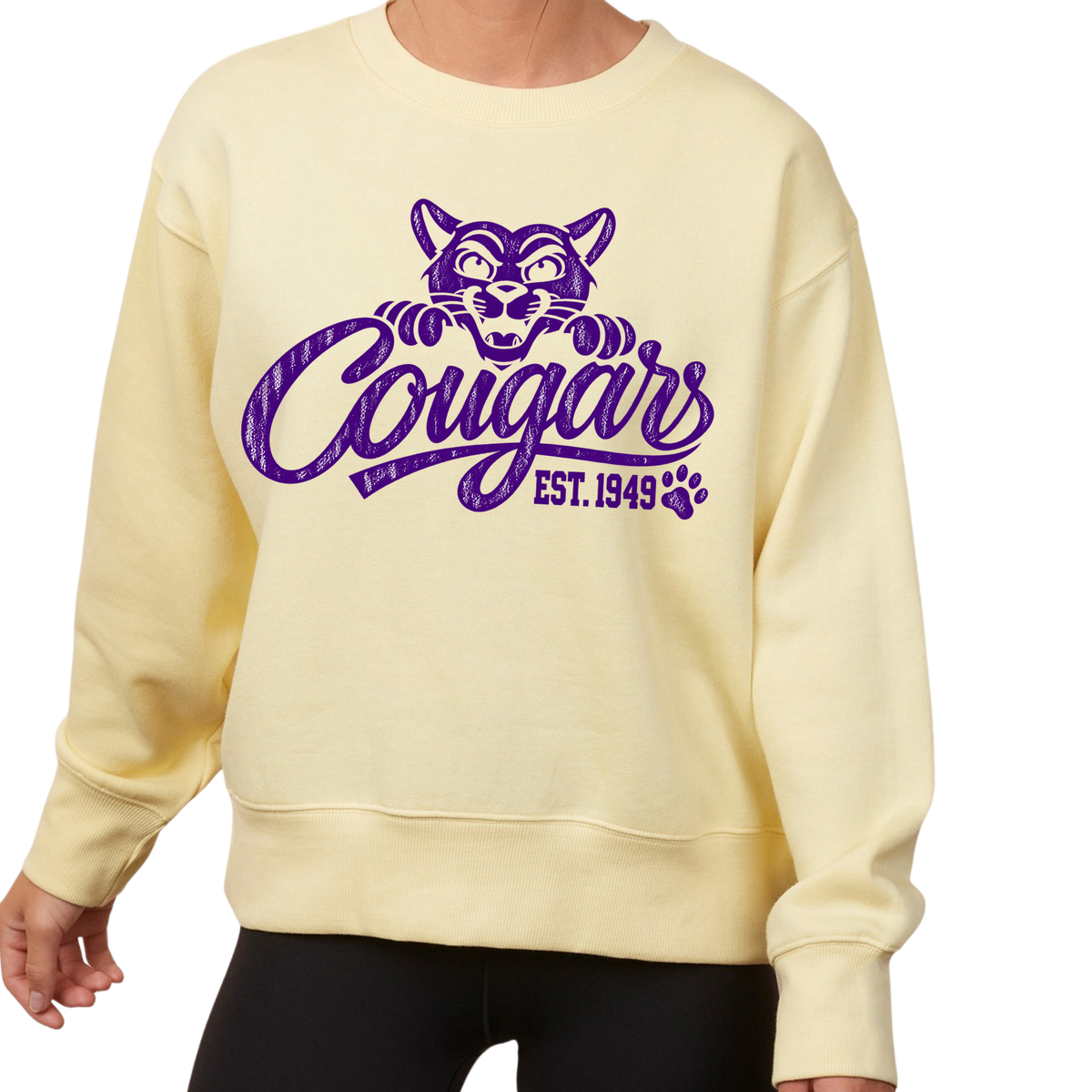 Cougars Mascot | Ladies Boxy Crewneck