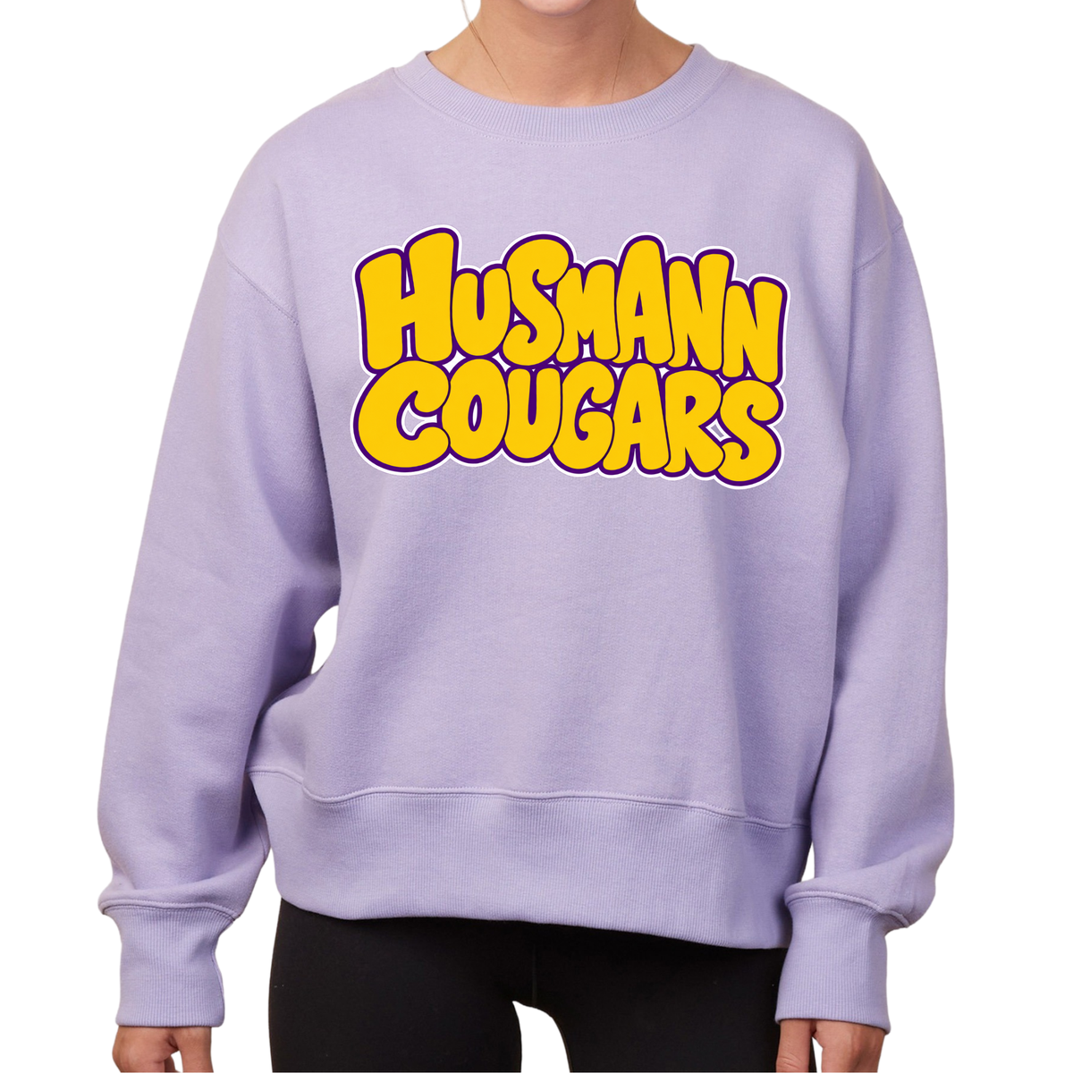 Husmann Cougars Bubble | Ladies Boxy Crewneck
