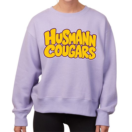 Husmann Cougars Bubble | Ladies Boxy Crewneck