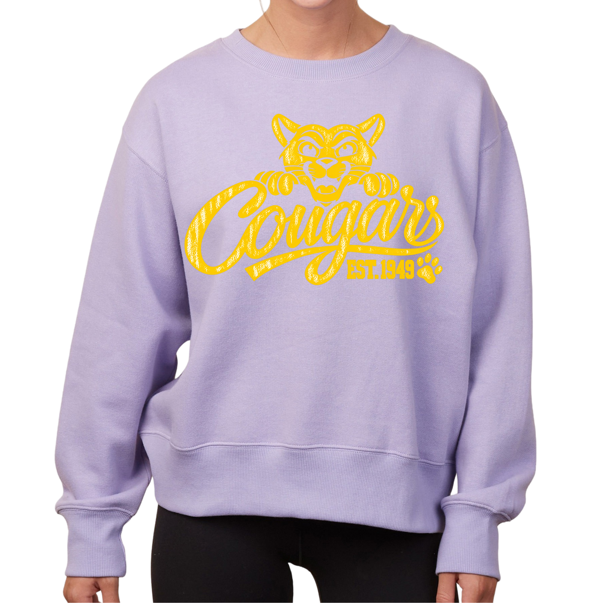 Cougars Mascot | Ladies Boxy Crewneck