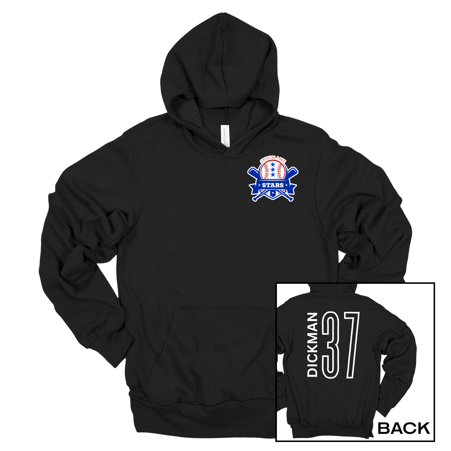 Crystal Lake Stars Pocket Logo | Adult Hooded Sweatshirt