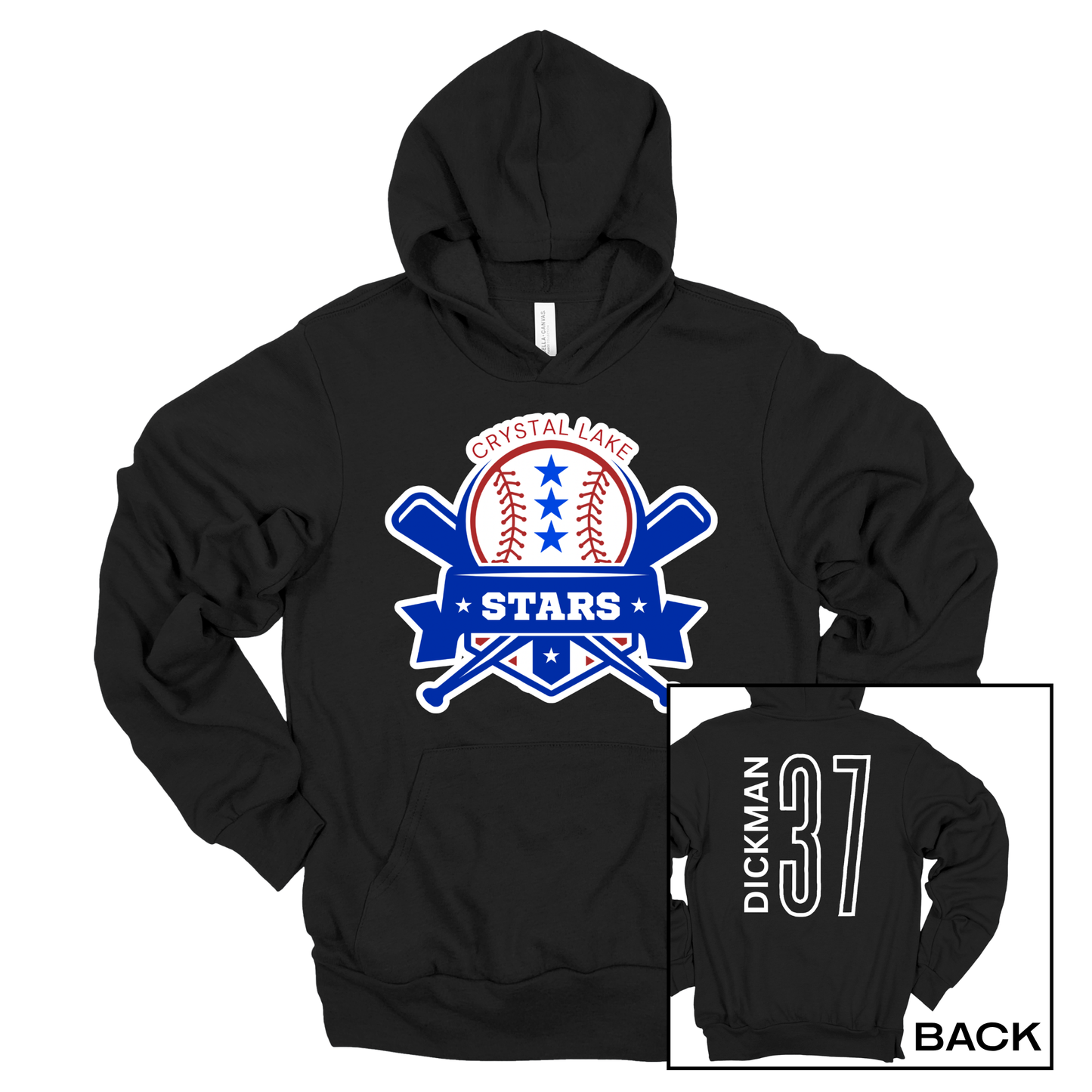 Crystal Lake Stars Logo | Adult Hooded Sweatshirt
