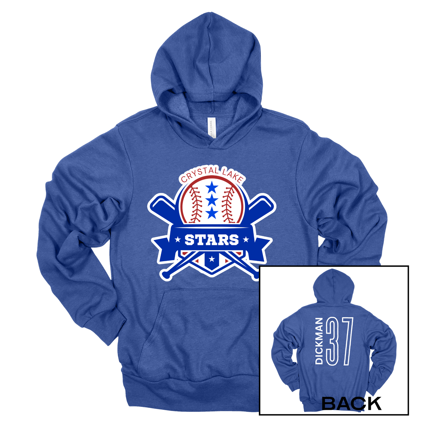 Crystal Lake Stars Logo | Adult Hooded Sweatshirt