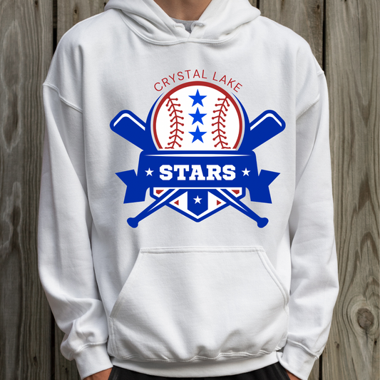 Crystal Lake Stars Logo | Adult Hooded Sweatshirt