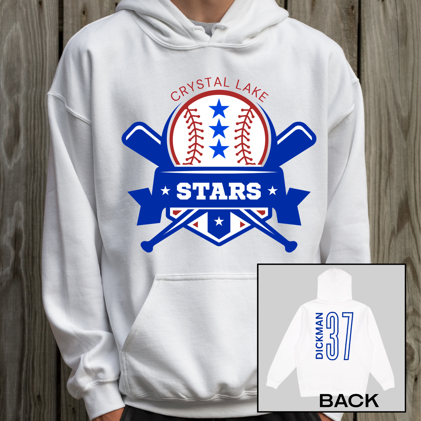 Crystal Lake Stars Logo | Adult Hooded Sweatshirt