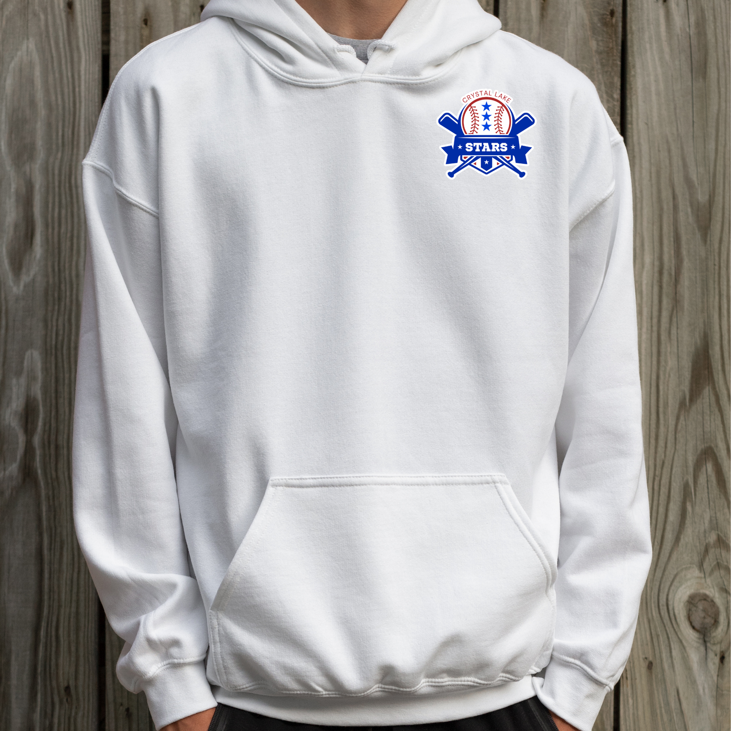 Crystal Lake Stars Pocket Logo | Adult Hooded Sweatshirt