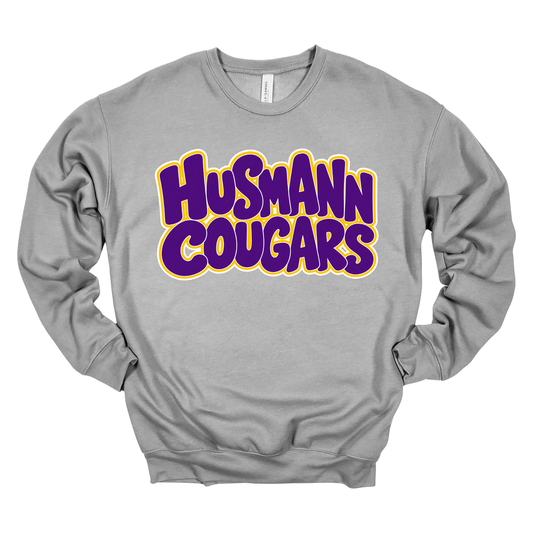 Husmann Cougars Bubble | Adult Crewneck