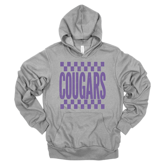 Checkered Cougars | Adult Hooded Sweatshirt