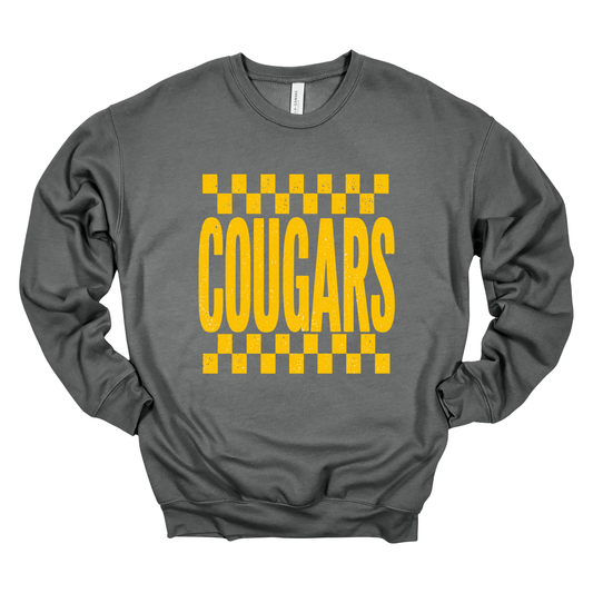 Checkered Cougars | Adult Crewneck