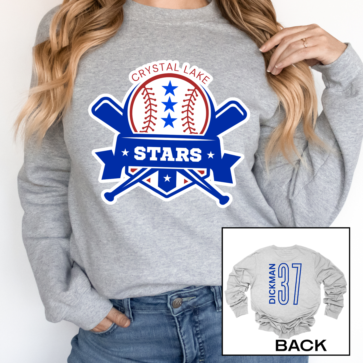 Crystal Lake Stars Logo | Adult Crewneck