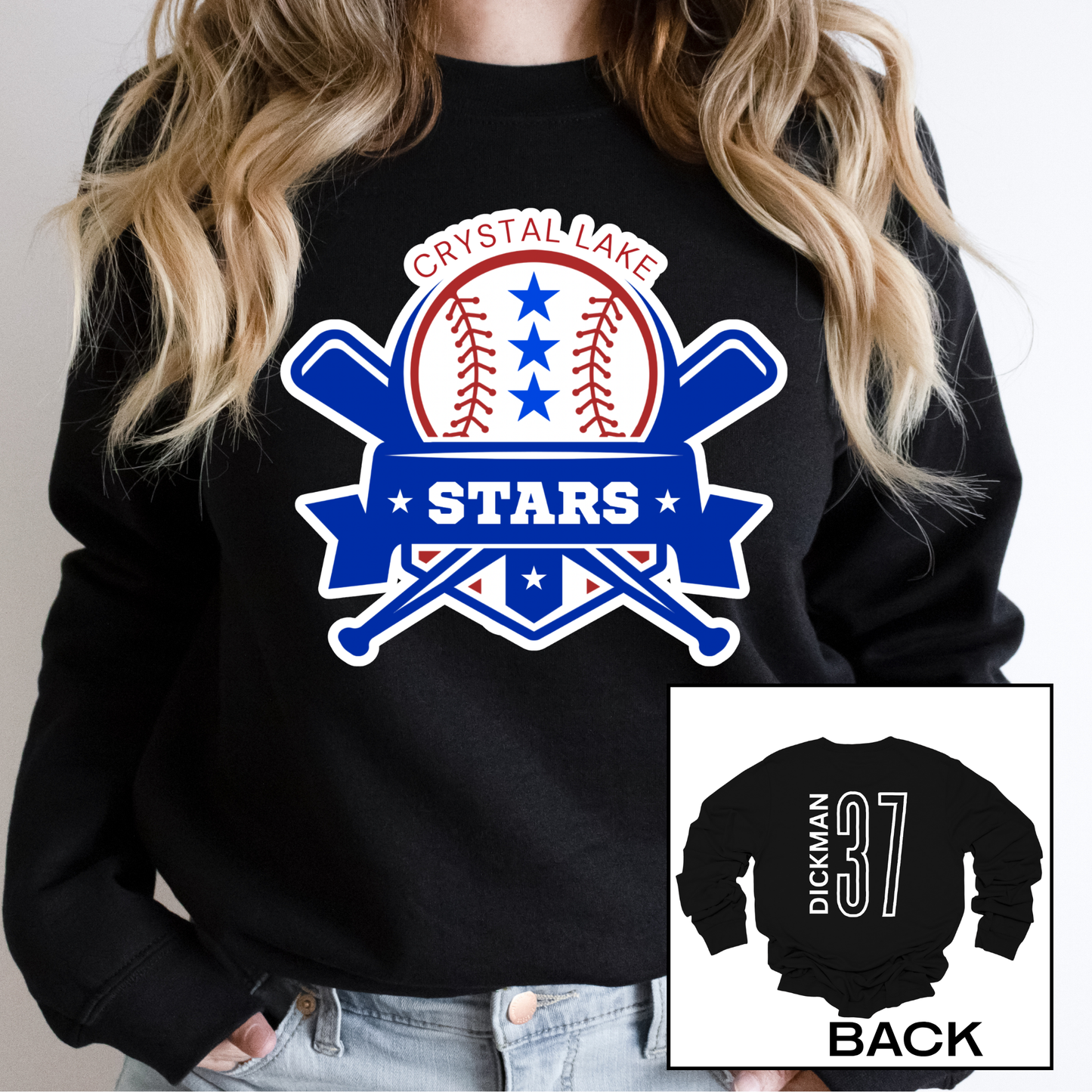 Crystal Lake Stars Logo | Adult Crewneck