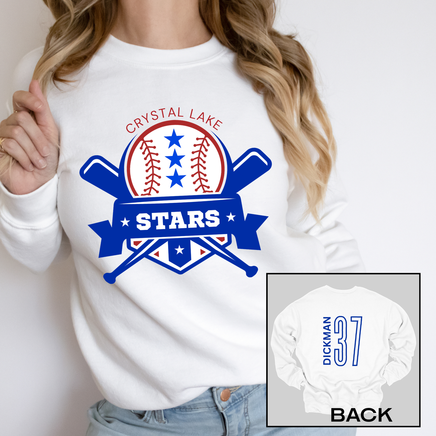 Crystal Lake Stars Logo | Adult Crewneck