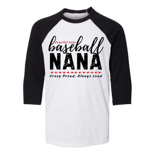 CL Baseball Nana | Three-Quarter Sleeve Baseball Tee