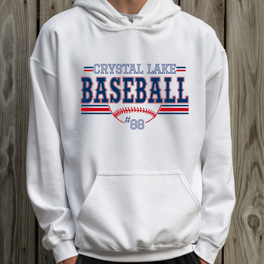 Crystal Lake Baseball, Personalized | Adult Hooded Sweatshirt