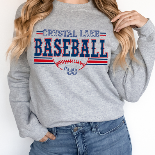 Crystal Lake Baseball, Personalized | Adult Crewneck