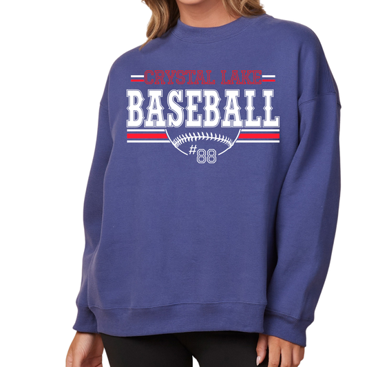 Crystal Lake Baseball, Personalized | Ladies Oversized Crewneck