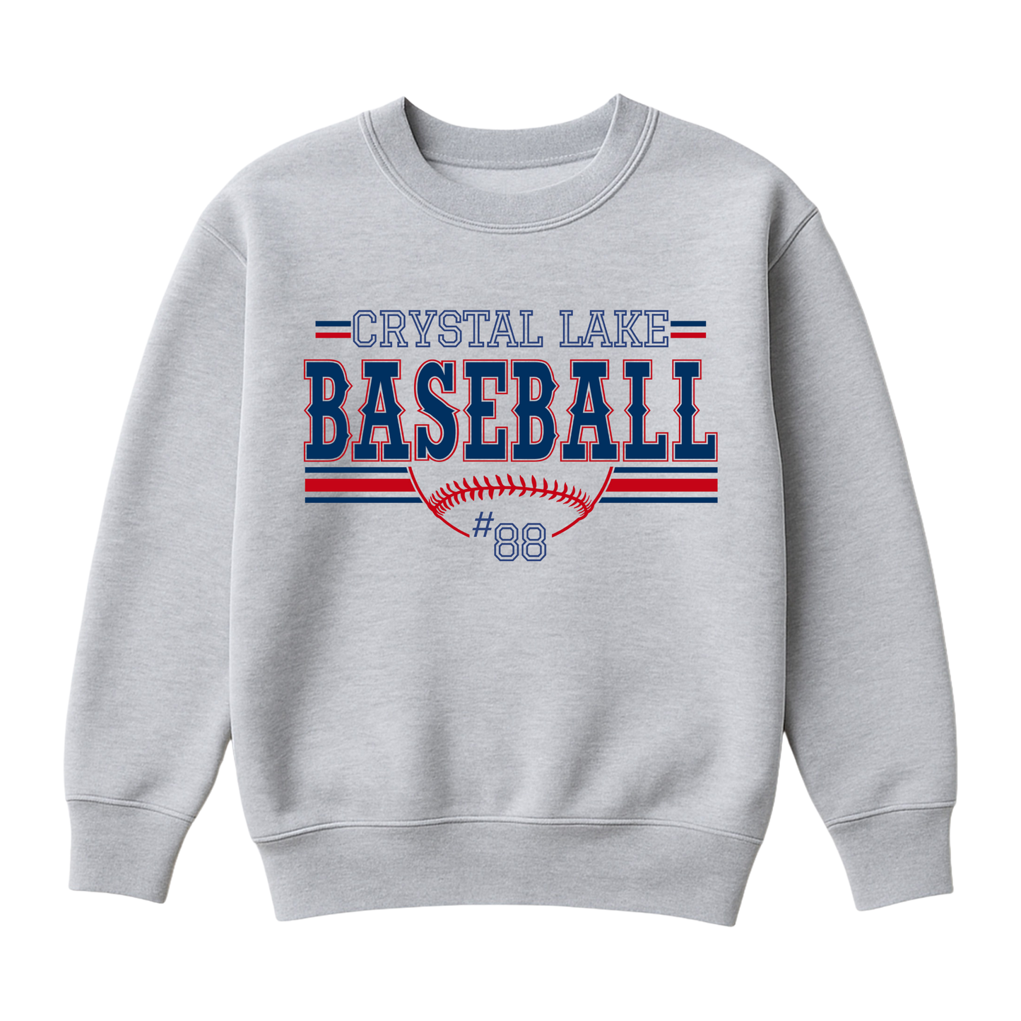 Crystal Lake Baseball, Personalized | Youth Fleece Crewneck