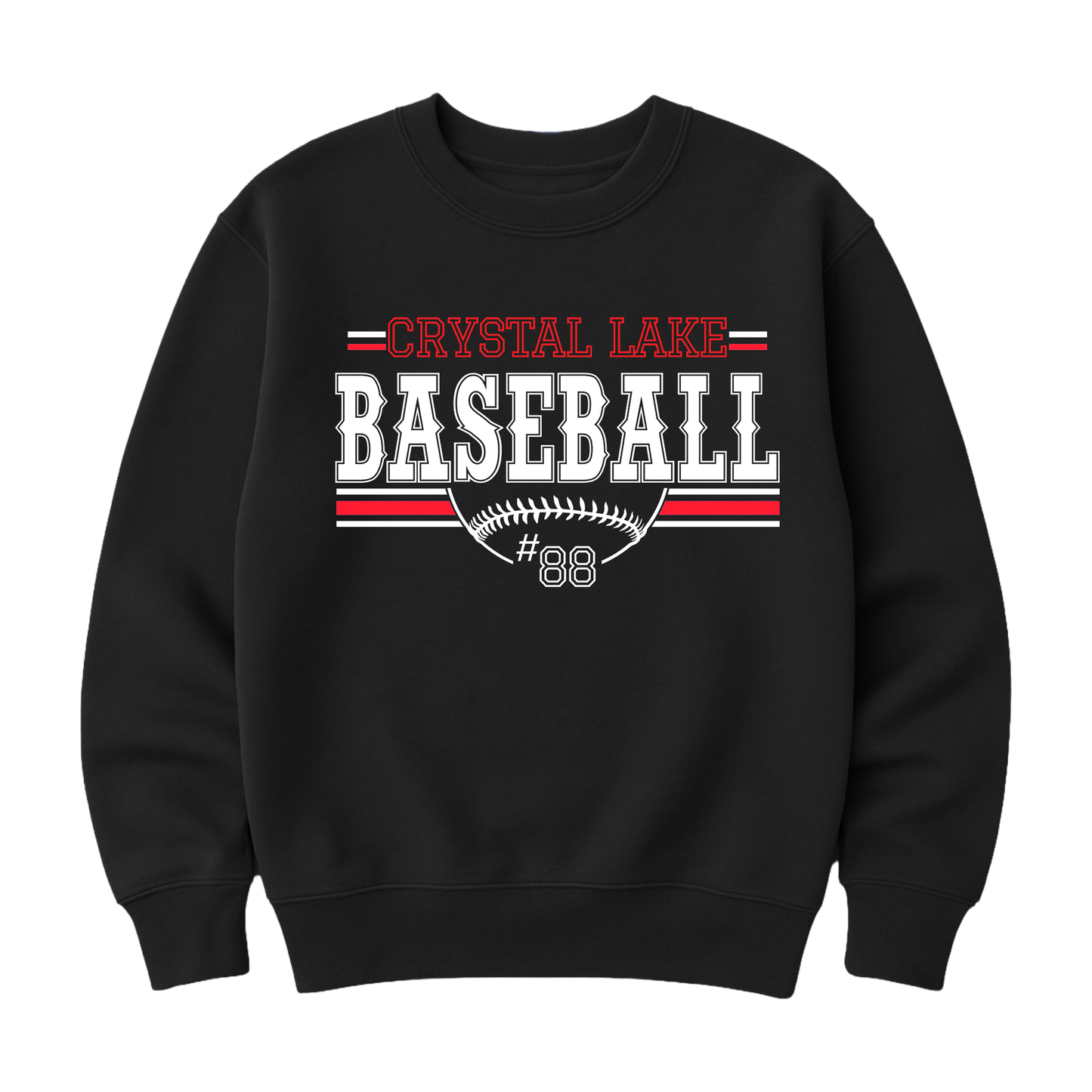 Crystal Lake Baseball, Personalized | Youth Fleece Crewneck