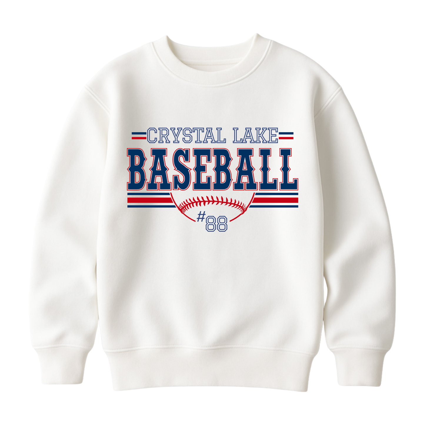 Crystal Lake Baseball, Personalized | Youth Fleece Crewneck