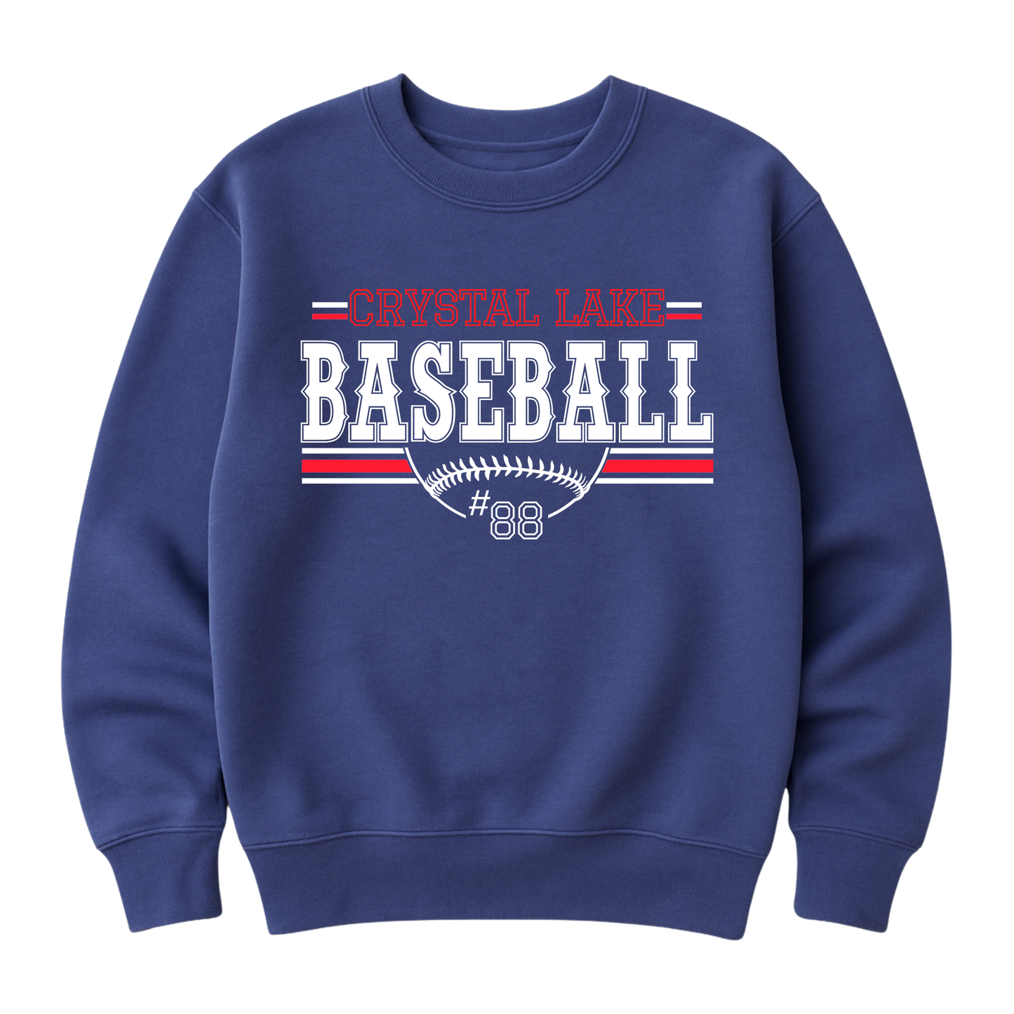 Crystal Lake Baseball, Personalized | Youth Fleece Crewneck