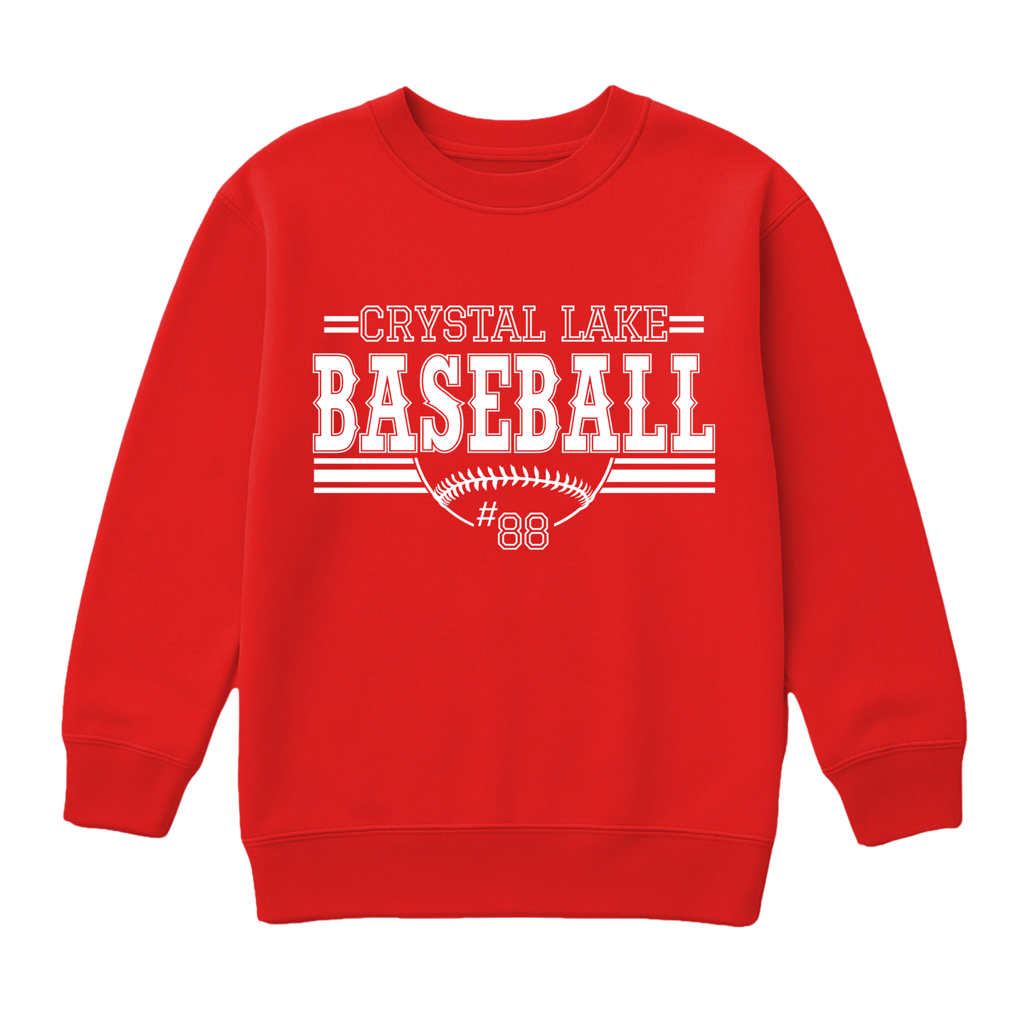 Crystal Lake Baseball, Personalized | Youth Fleece Crewneck