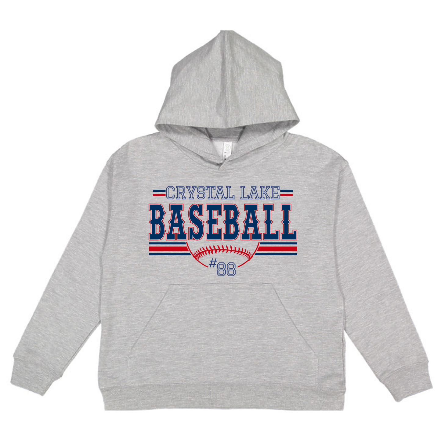 Crystal Lake Baseball, Personalized | Youth Hooded Sweatshirt