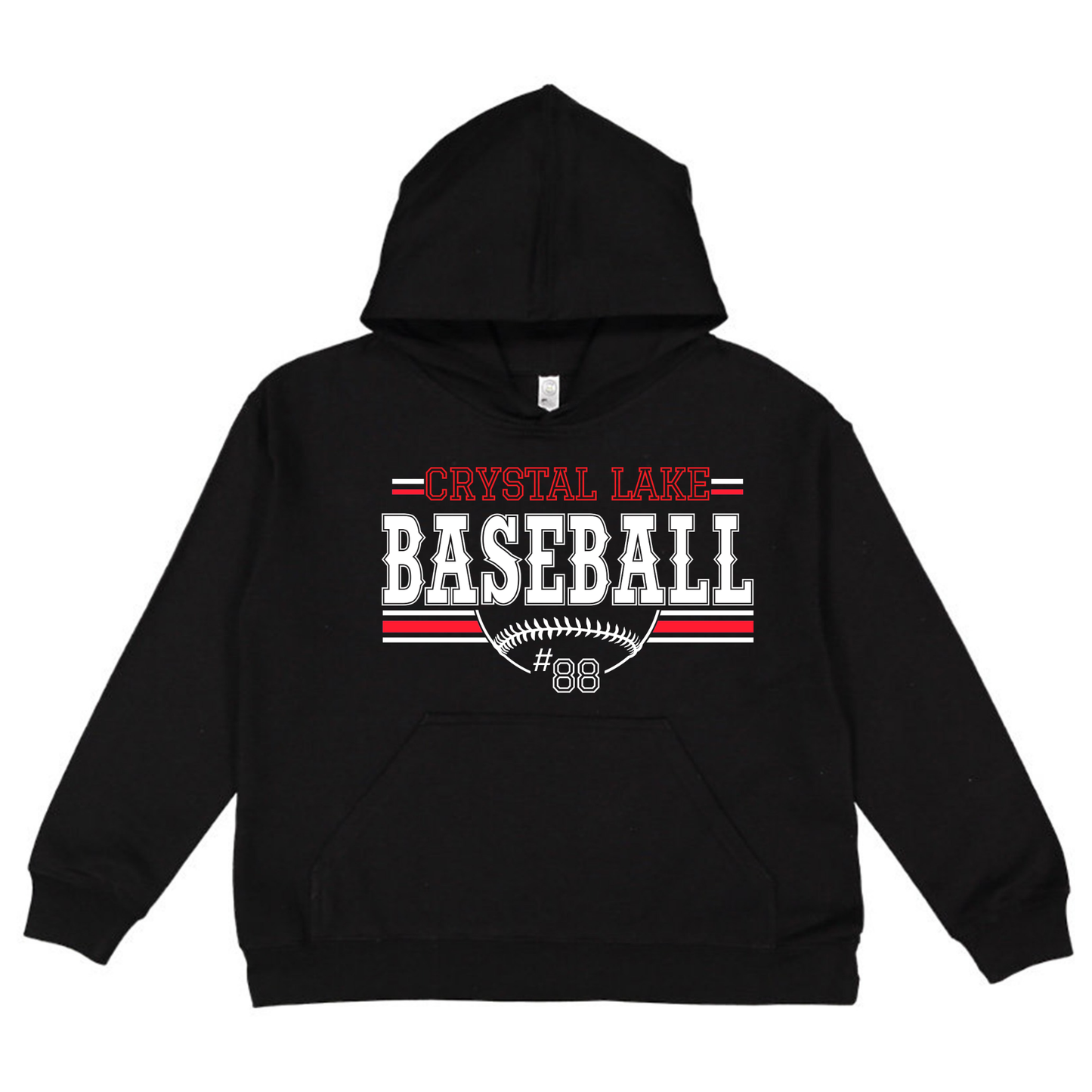 Crystal Lake Baseball, Personalized | Youth Hooded Sweatshirt