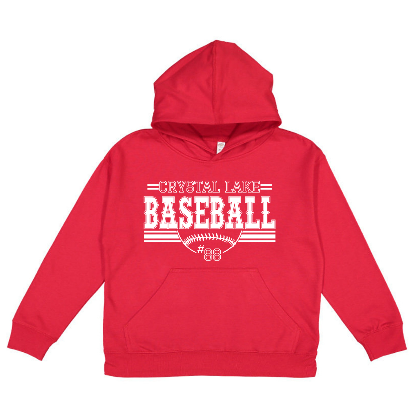 Crystal Lake Baseball, Personalized | Youth Hooded Sweatshirt