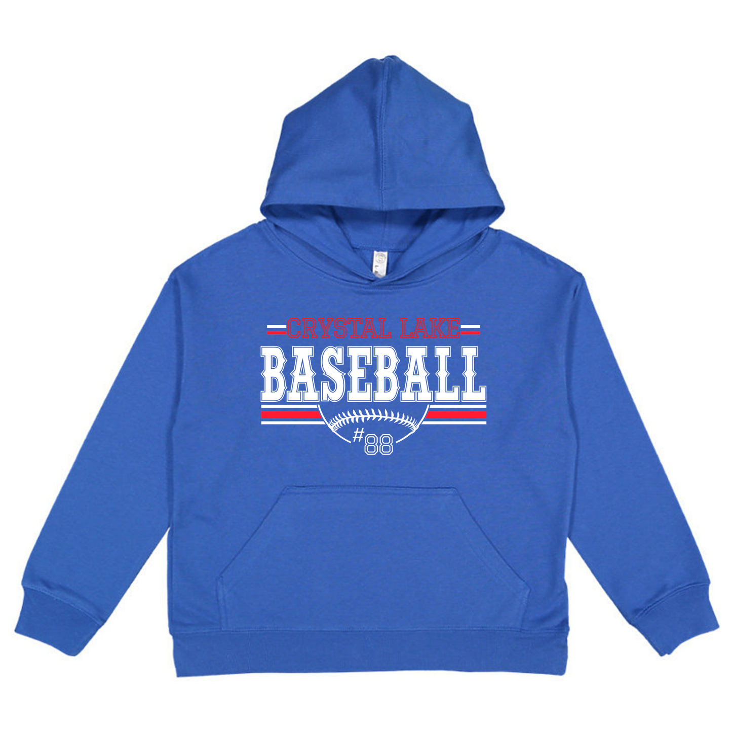Crystal Lake Baseball, Personalized | Youth Hooded Sweatshirt
