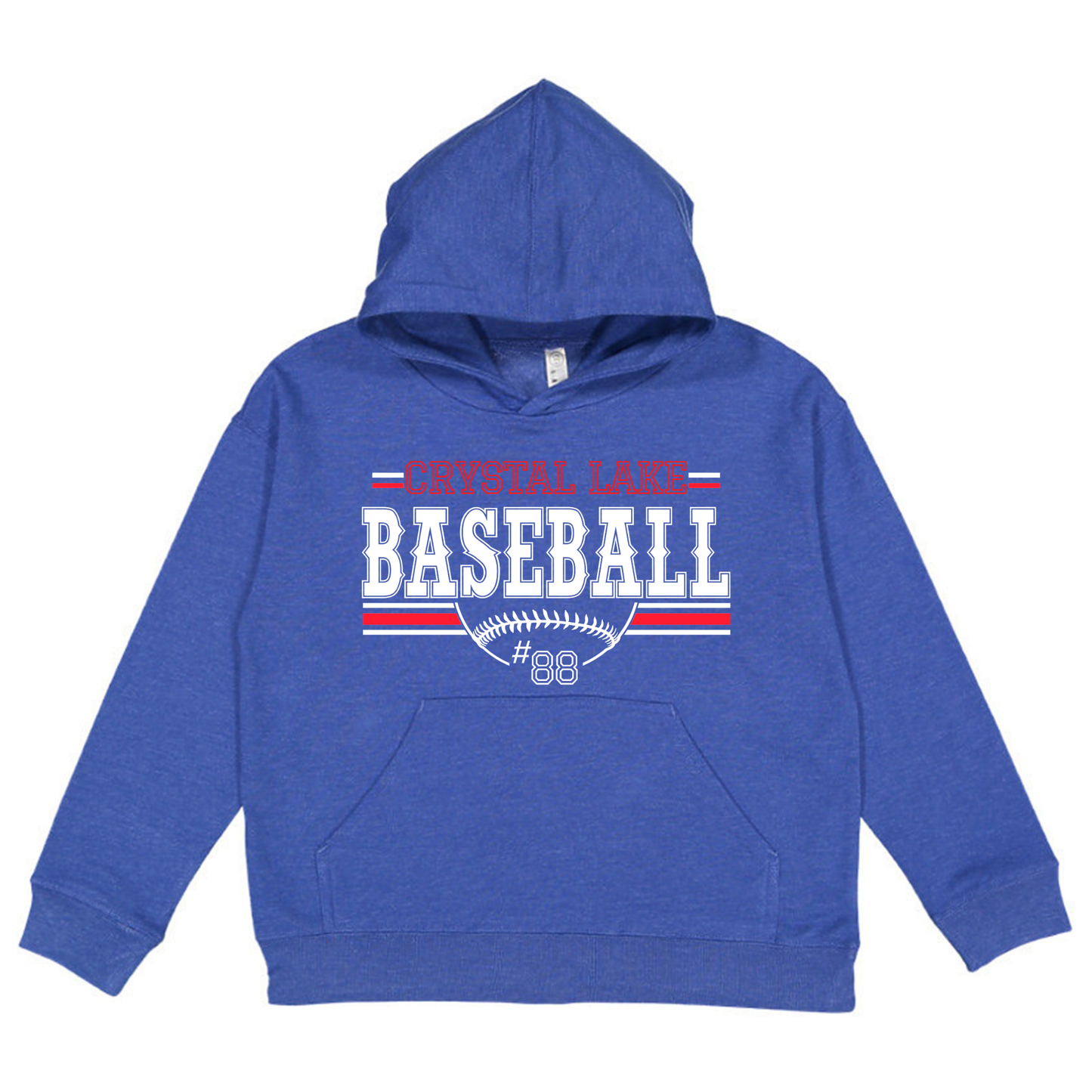 Crystal Lake Baseball, Personalized | Youth Hooded Sweatshirt