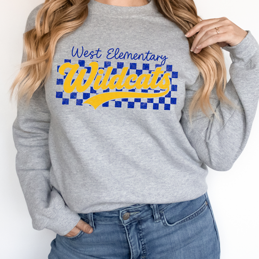 Checkered West Wildcats | Adult Crewneck