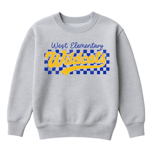 Checkered West Wildcats | Youth Fleece Crewneck