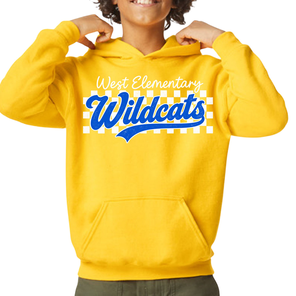 Checkered West Wildcats | Youth Hooded Sweatshirt