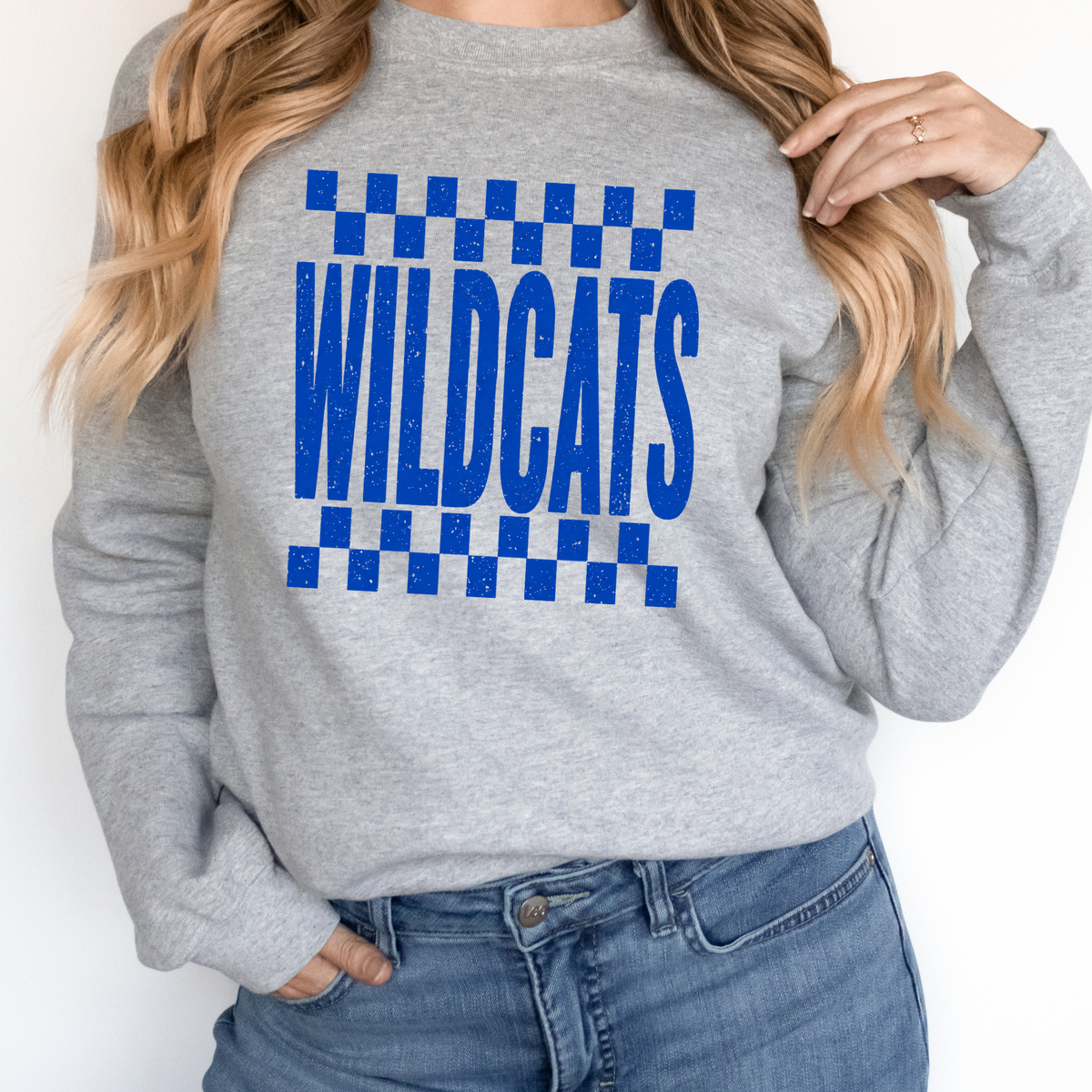 Checkered Wildcats | Adult Crewneck