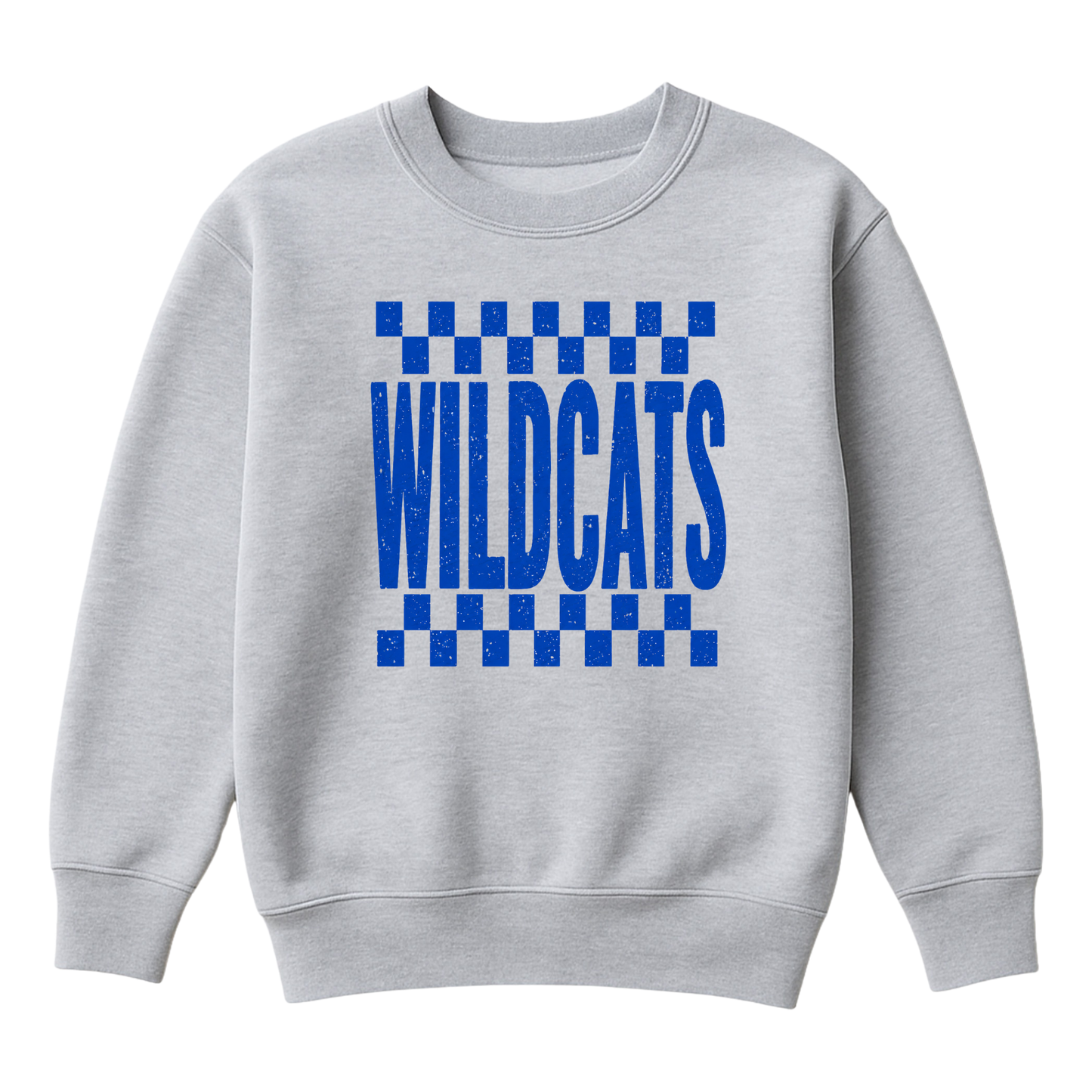 Checkered Wildcats | Youth Fleece Crewneck
