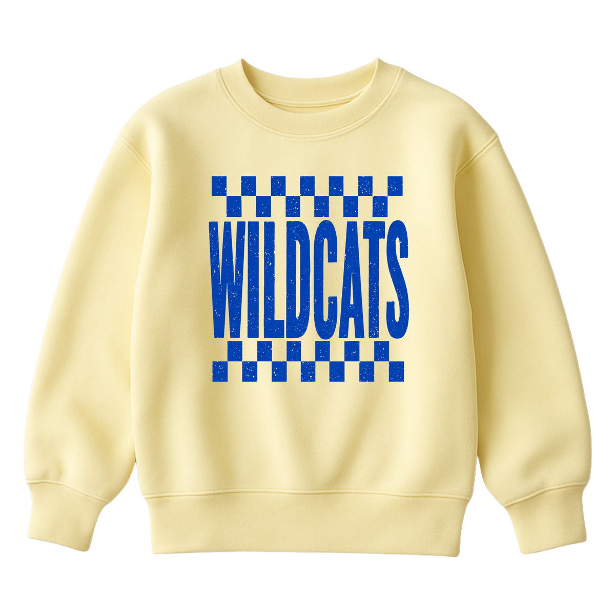 Checkered Wildcats | Youth Fleece Crewneck