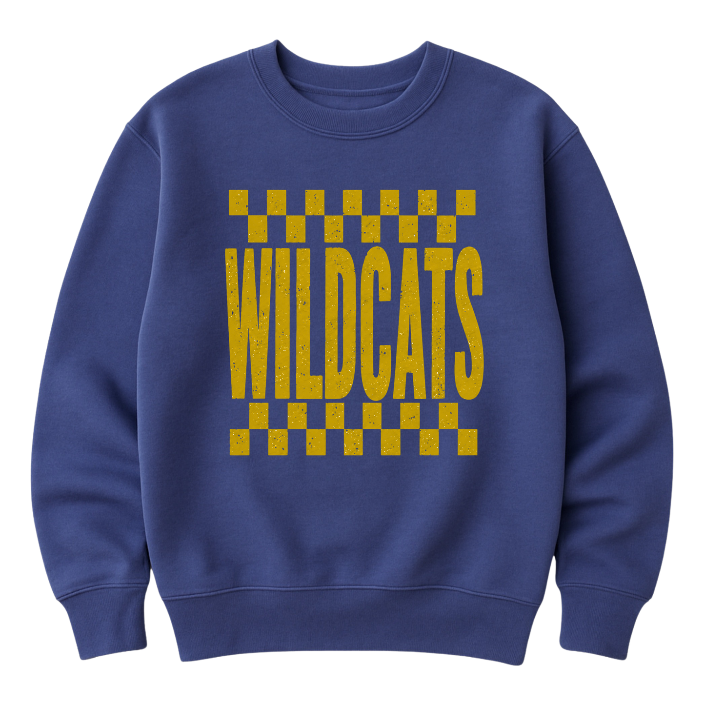 Checkered Wildcats | Youth Fleece Crewneck