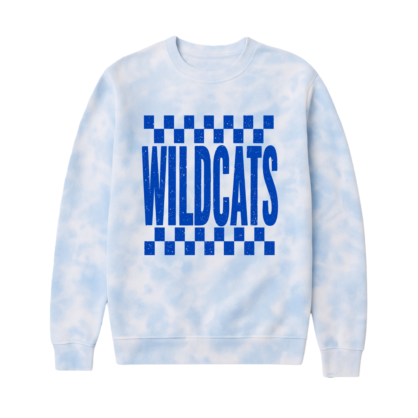 Checkered Wildcats | Fleece Tie-Dye Crewneck