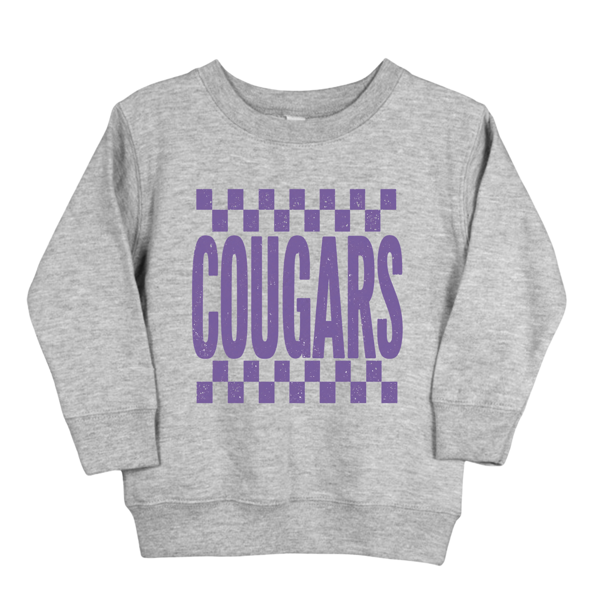 Checkered Cougars  | Youth Fleece Crewneck